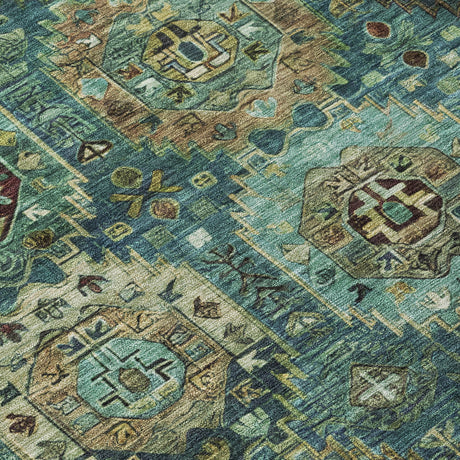 Addison Chantille ACN2024 Medallions Machine Made Traditional Teal Rug