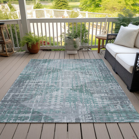 Addison Chantille ACN2026 Geometric Machine Made Transitional Teal Rug