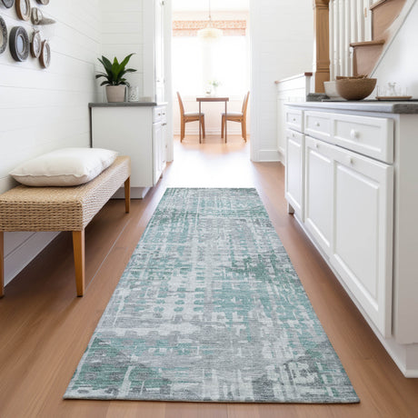 Addison Chantille ACN2026 Geometric Machine Made Transitional Teal Rug