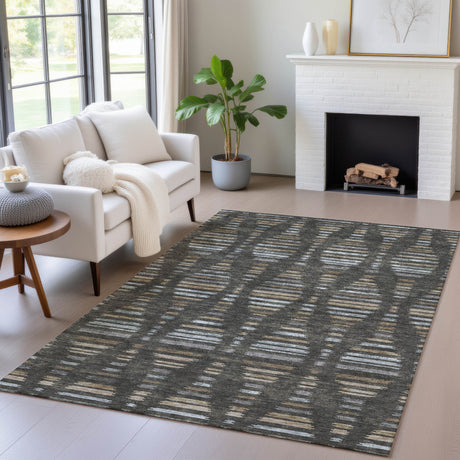 Addison Chantille ACN2027 Stripes Machine Made Transitional Coffee Rug