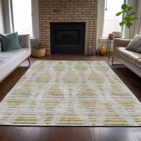 Addison Chantille ACN2027 Stripes Machine Made Transitional Ivory Rug
