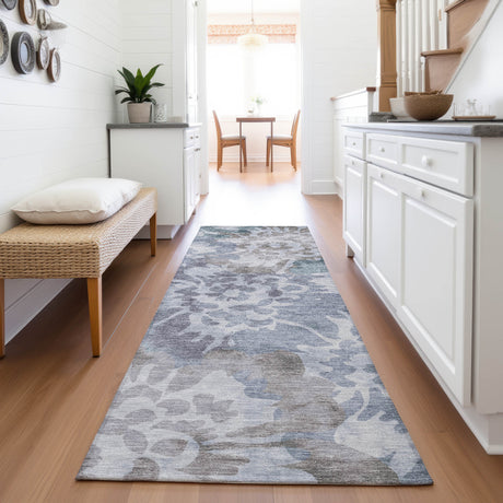 Addison Chantille ACN2028 Floral Machine Made Transitional Blue Rug