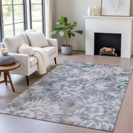 Addison Chantille ACN2028 Floral Machine Made Transitional Blue Rug