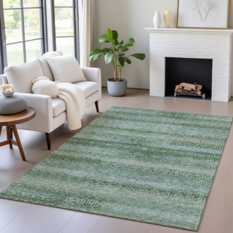 Addison Chantille ACN2029 Stripes Machine Made Transitional Aloe Rug