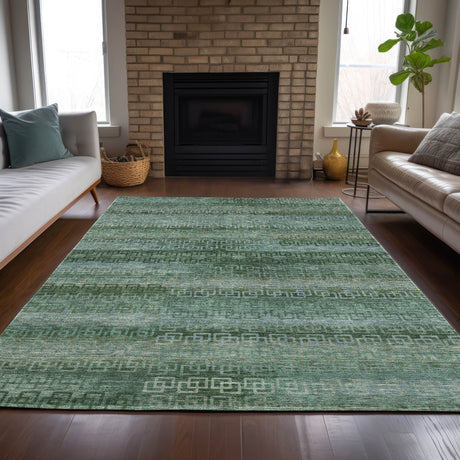 Addison Chantille ACN2029 Stripes Machine Made Transitional Aloe Rug