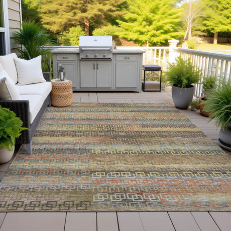 Addison Chantille ACN2029 Stripes Machine Made Transitional Brown Rug