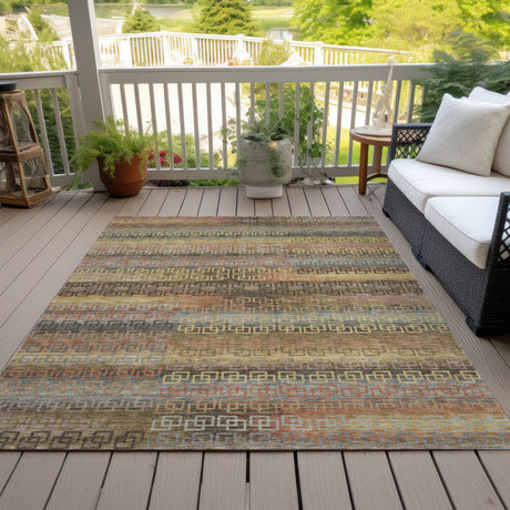 Addison Chantille ACN2029 Stripes Machine Made Transitional Brown Rug