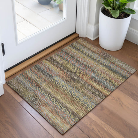 Addison Chantille ACN2029 Stripes Machine Made Transitional Brown Rug