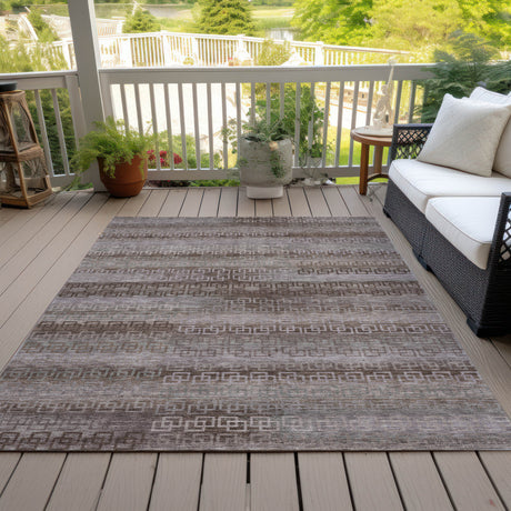 Addison Chantille ACN2029 Stripes Machine Made Transitional Chocolate Rug