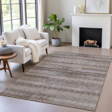 Addison Chantille ACN2029 Stripes Machine Made Transitional Chocolate Rug
