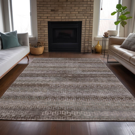 Addison Chantille ACN2029 Stripes Machine Made Transitional Chocolate Rug