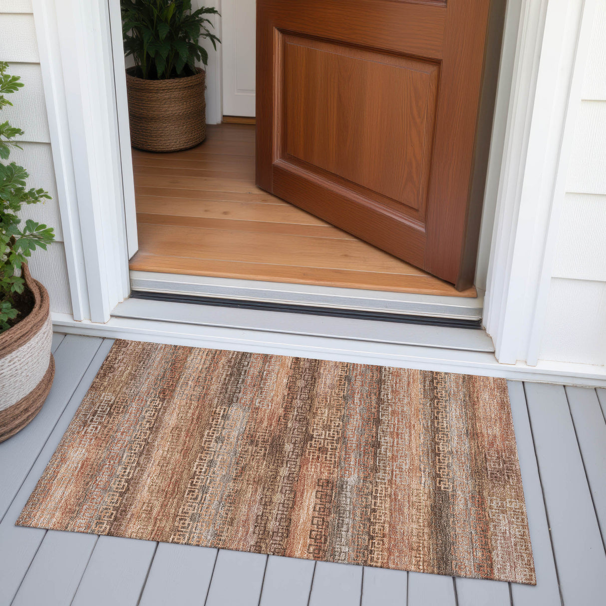Addison Chantille ACN2029 Stripes Machine Made Transitional Copper Rug