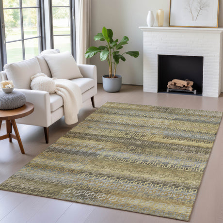 Addison Chantille ACN2029 Stripes Machine Made Transitional Wheat Rug