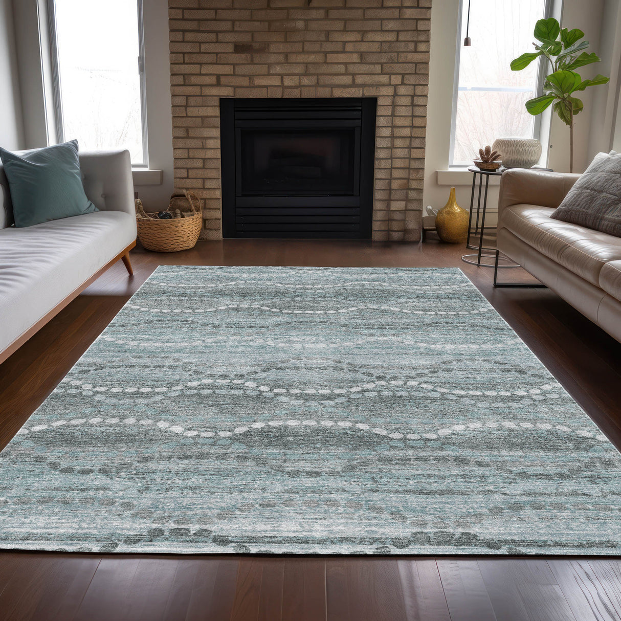 Addison Chantille ACN2030 Gradient Machine Made Transitional Teal Rug