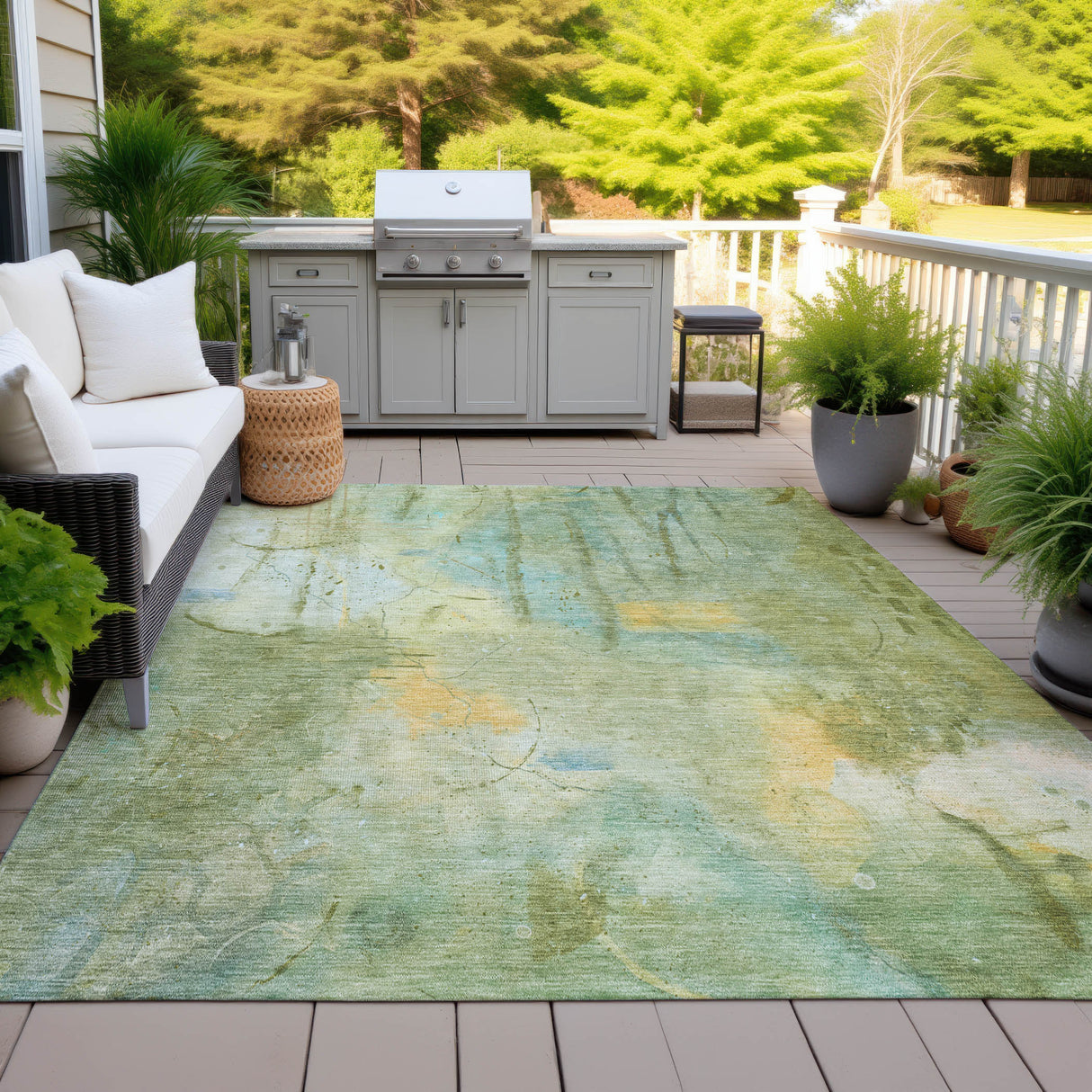 Addison Chantille ACN2032 Abstract Machine Made Transitional Sage Rug