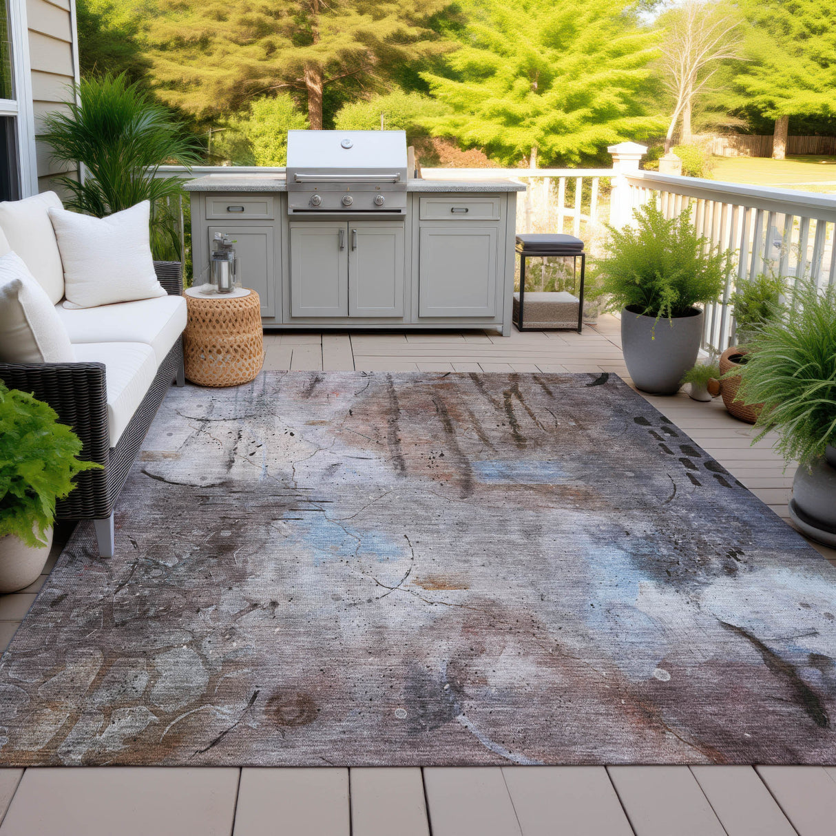 Addison Chantille ACN2032 Abstract Machine Made Transitional Taupe Rug