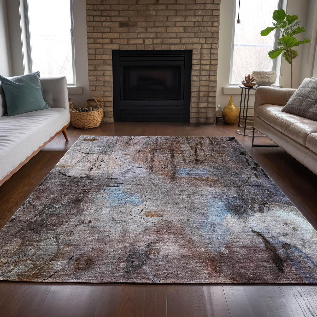 Addison Chantille ACN2032 Abstract Machine Made Transitional Taupe Rug