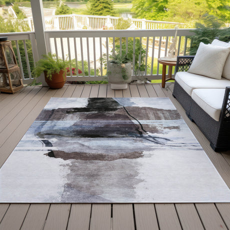 Addison Chantille ACN2033 Abstract Machine Made Transitional Brown Rug