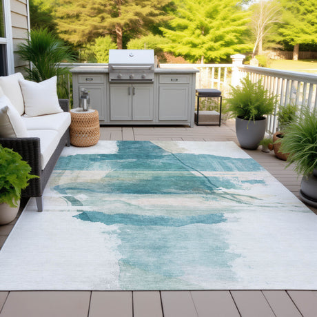 Addison Chantille ACN2033 Abstract Machine Made Transitional Teal Rug