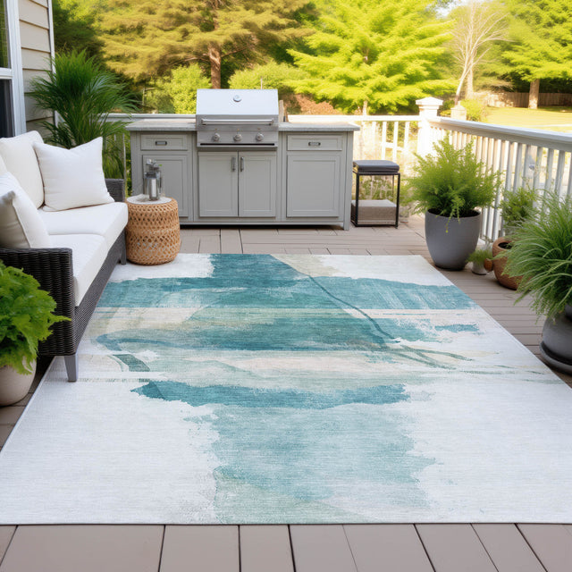 Addison Chantille ACN2033 Abstract Machine Made Transitional Teal Rug