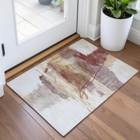 Addison Chantille ACN2033 Abstract Machine Made Transitional Terracotta Rug