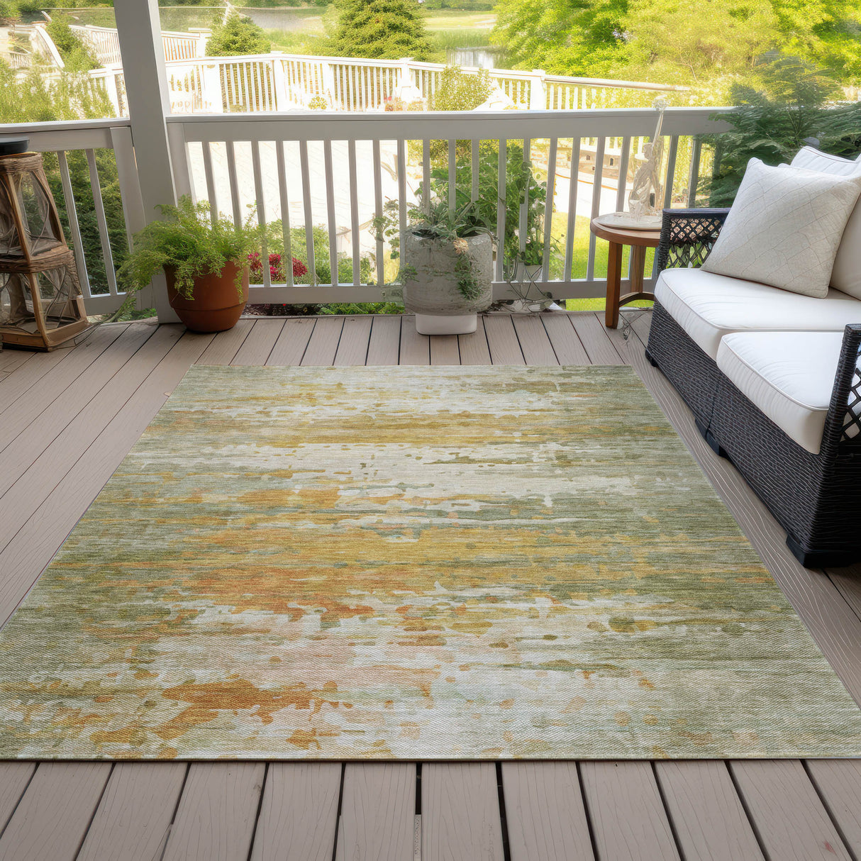 Addison Chantille ACN2034 Abstract Machine Made Transitional Aloe Rug