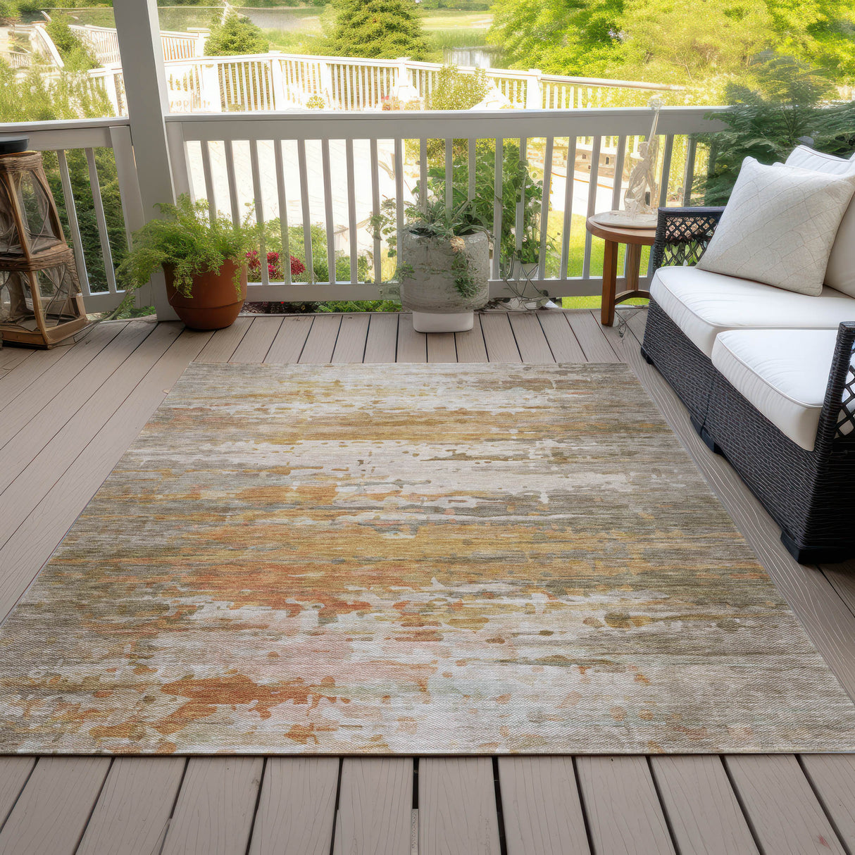 Addison Chantille ACN2034 Abstract Machine Made Transitional Khaki Rug
