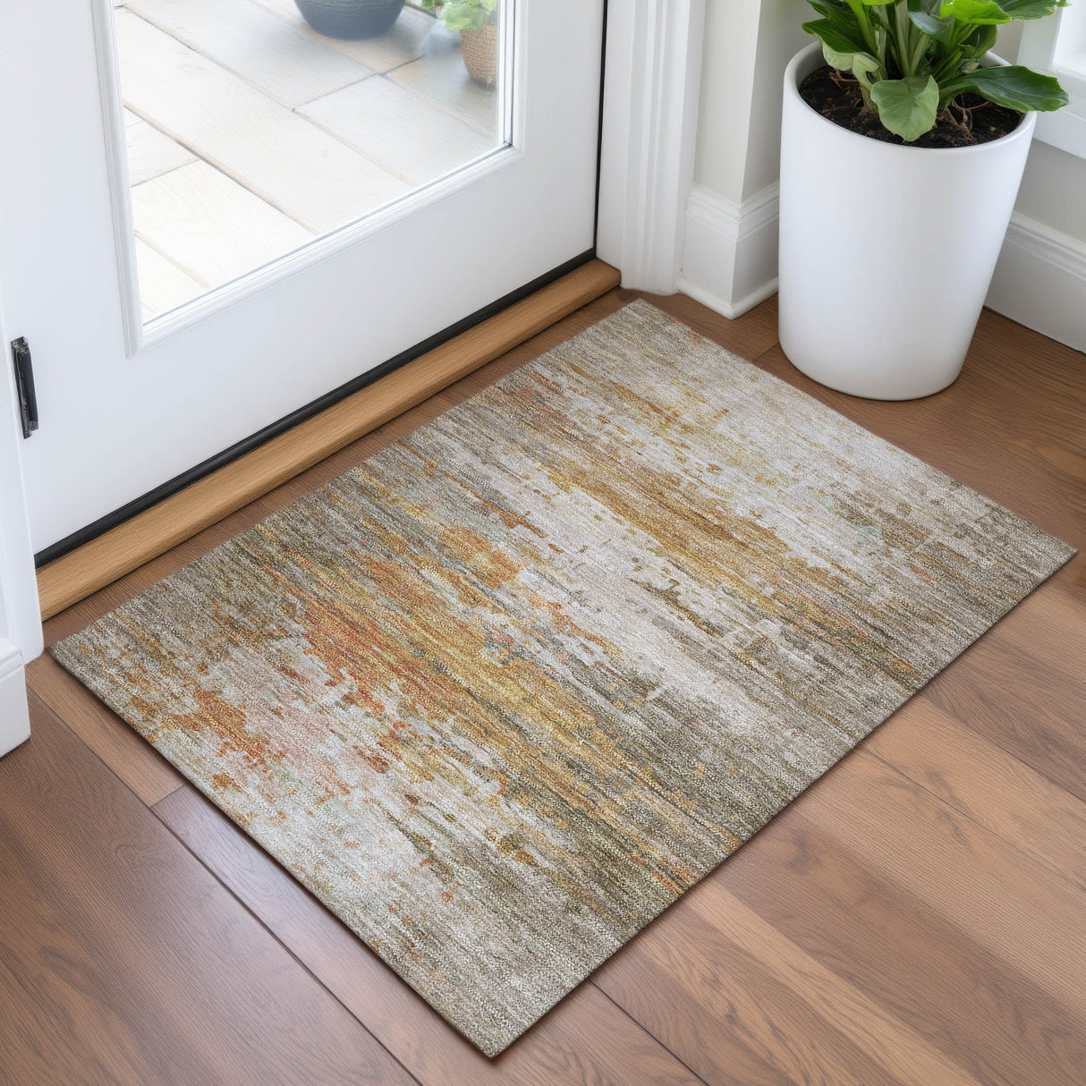 Addison Chantille ACN2034 Abstract Machine Made Transitional Khaki Rug