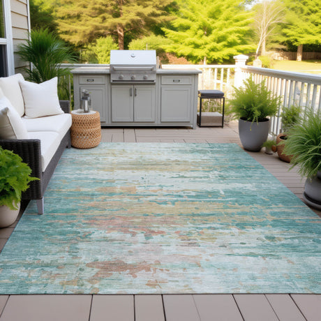 Addison Chantille ACN2034 Abstract Machine Made Transitional Teal Rug