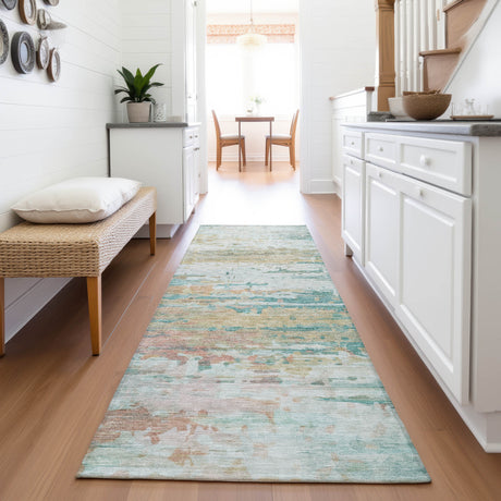Addison Chantille ACN2034 Abstract Machine Made Transitional Teal Rug