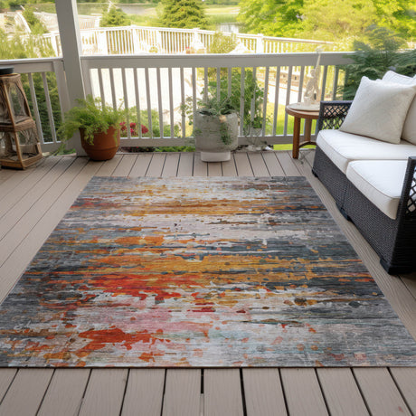 Addison Chantille ACN2034 Abstract Machine Made Transitional Terracotta Rug