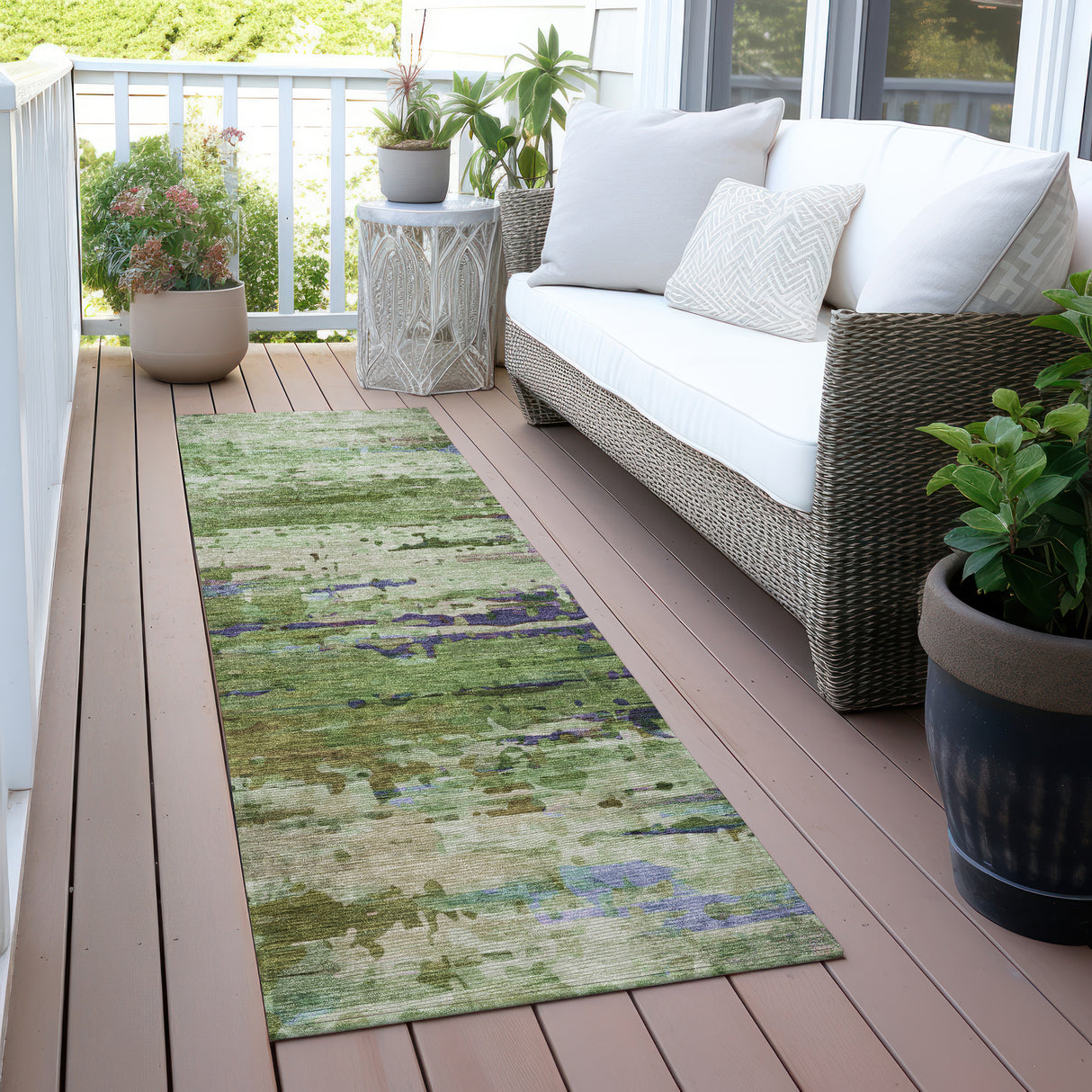 Addison Chantille ACN2035 Abstract Machine Made Transitional Green Rug