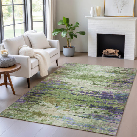 Addison Chantille ACN2035 Abstract Machine Made Transitional Green Rug