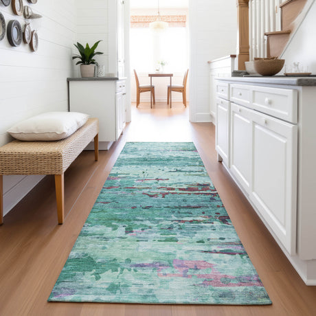 Addison Chantille ACN2035 Abstract Machine Made Transitional Teal Rug