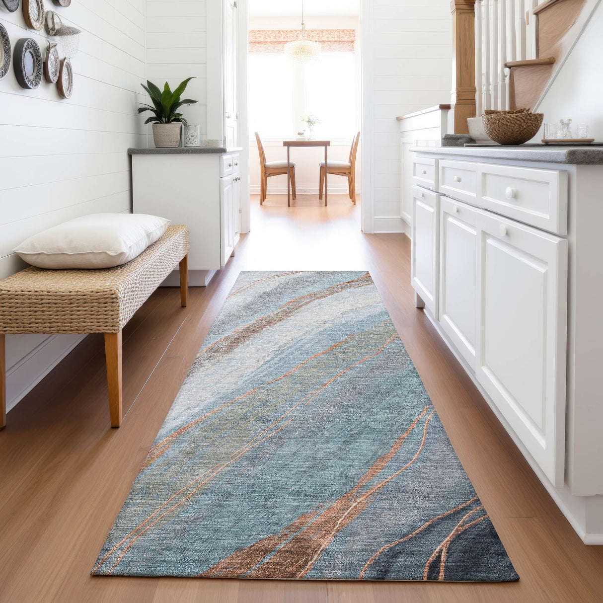 Addison Chantille ACN2036 Swirls Machine Made Transitional Blue Rug