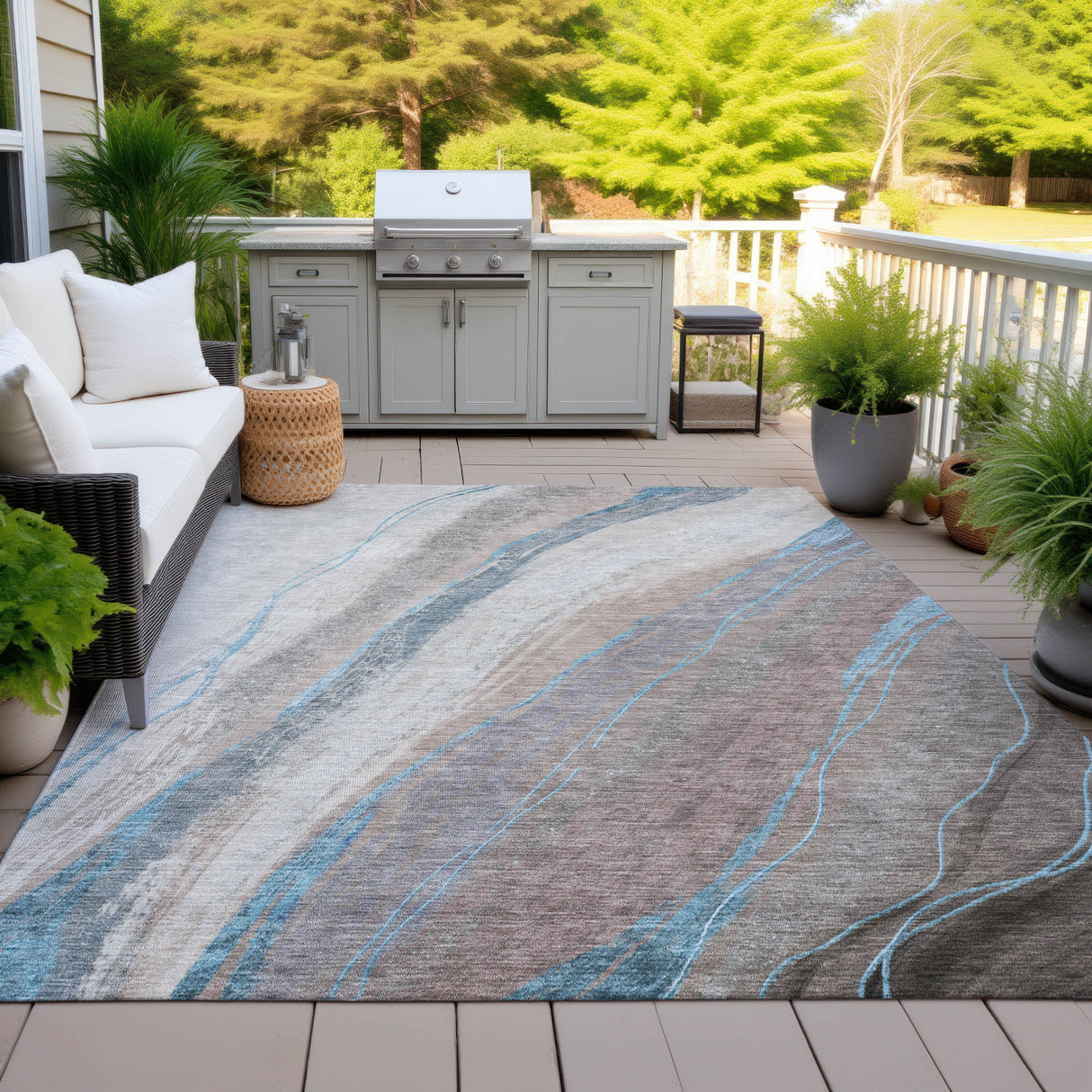 Addison Chantille ACN2036 Swirls Machine Made Transitional Brown Rug