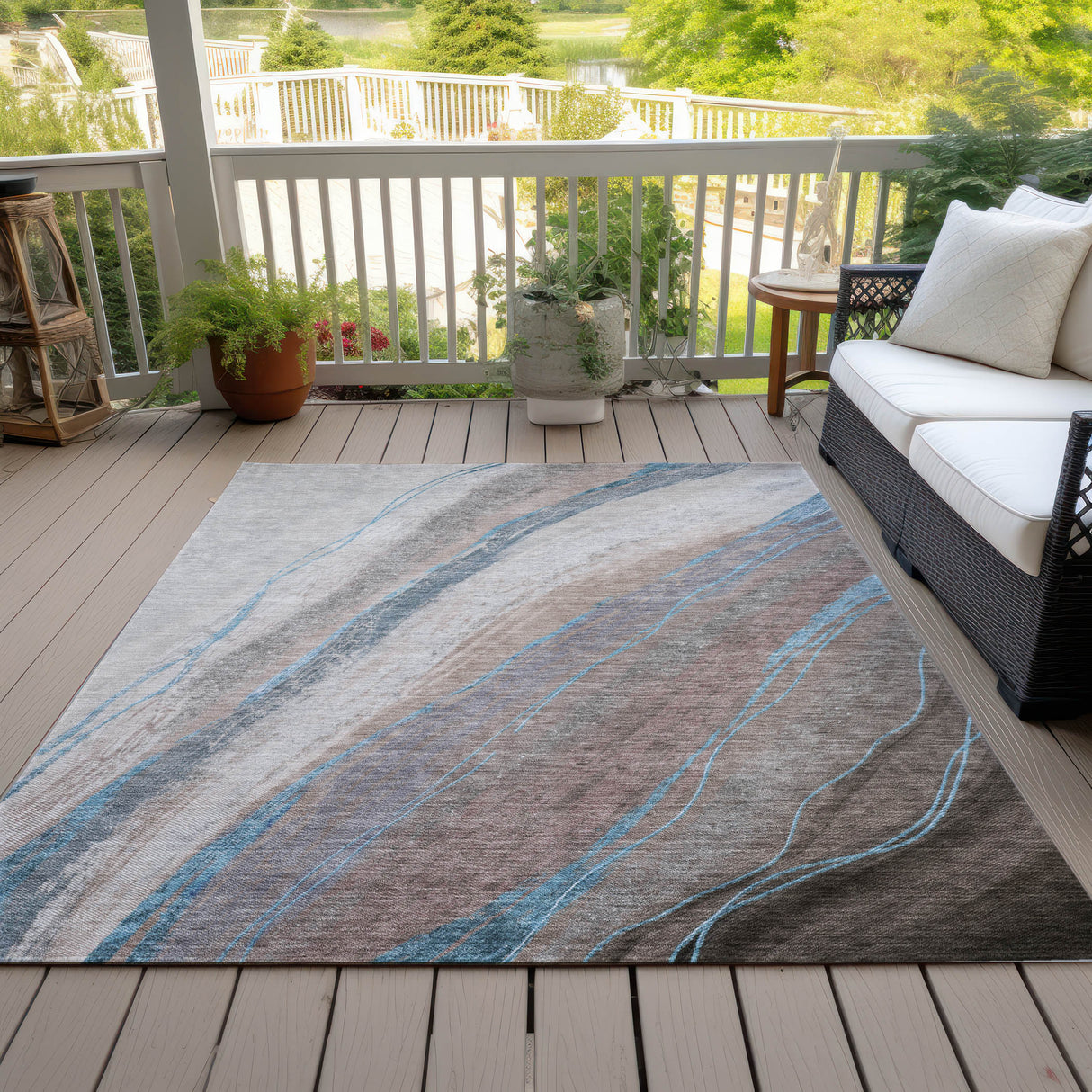 Addison Chantille ACN2036 Swirls Machine Made Transitional Brown Rug