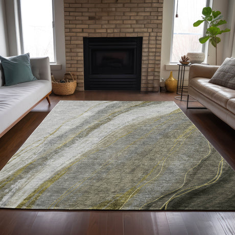 Addison Chantille ACN2036 Swirls Machine Made Transitional Pewter Rug