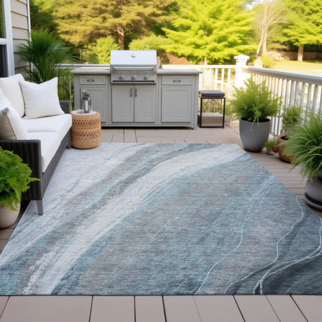 Addison Chantille ACN2036 Swirls Machine Made Transitional Teal Rug
