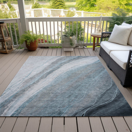 Addison Chantille ACN2036 Swirls Machine Made Transitional Teal Rug