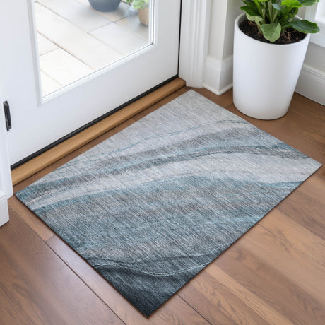 Addison Chantille ACN2036 Swirls Machine Made Transitional Teal Rug