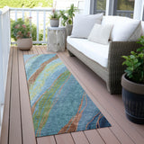 Addison Chantille ACN2037 Swirls Machine Made Transitional Blue Rug