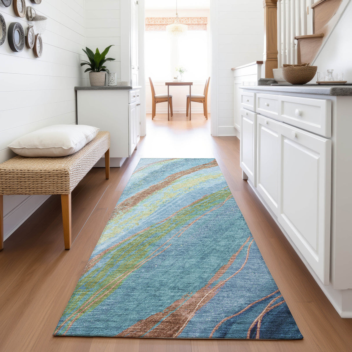Addison Chantille ACN2037 Swirls Machine Made Transitional Blue Rug