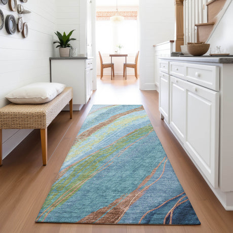 Addison Chantille ACN2037 Swirls Machine Made Transitional Blue Rug