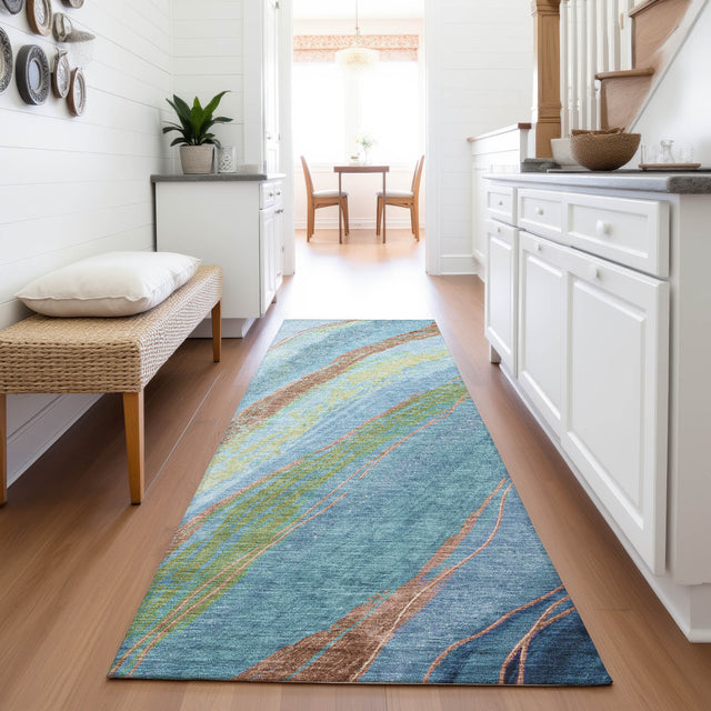Addison Chantille ACN2037 Swirls Machine Made Transitional Blue Rug
