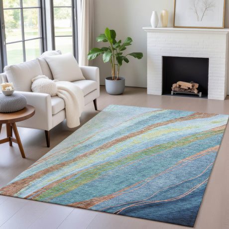 Addison Chantille ACN2037 Swirls Machine Made Transitional Blue Rug