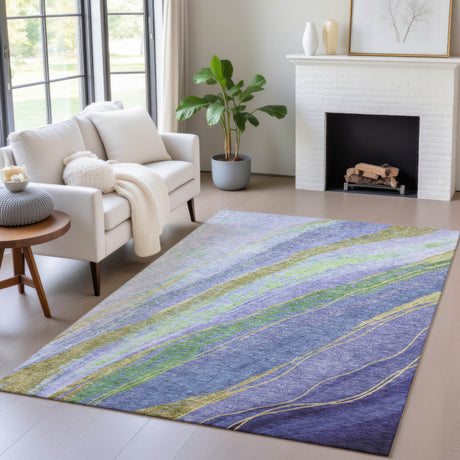 Addison Chantille ACN2037 Swirls Machine Made Transitional Purple Rug