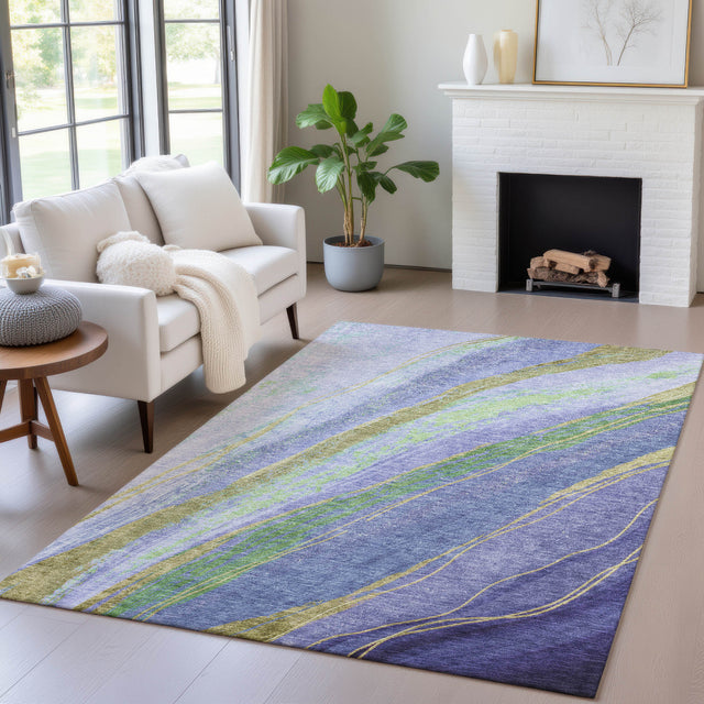 Addison Chantille ACN2037 Swirls Machine Made Transitional Purple Rug