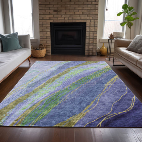 Addison Chantille ACN2037 Swirls Machine Made Transitional Purple Rug