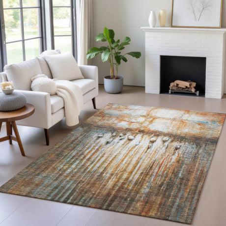 Addison Chantille ACN2038 Abstract Machine Made Transitional Paprika Rug